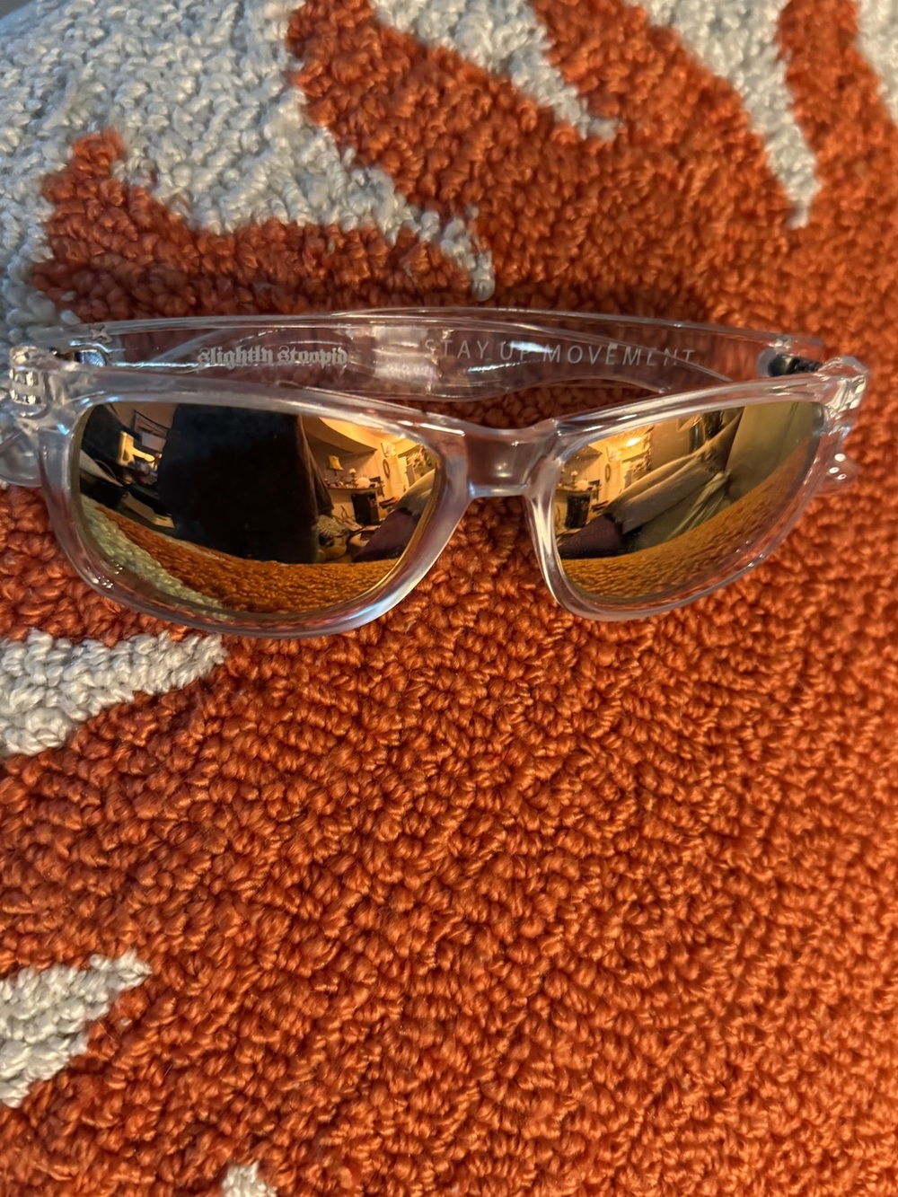 Stay Up Movement Slightly Stoopid Clear Frame Sunglasses with Gold Mirror Lenses